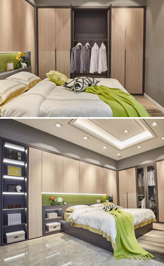 Z6尊龙免漆生态板清风胡桃定造衣柜实拍